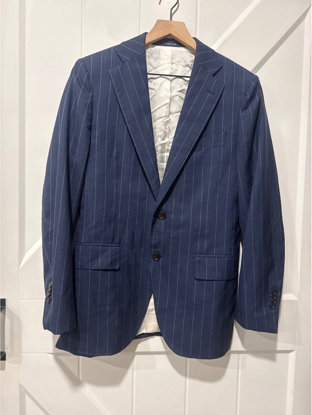 SuitSupply Lazio Int Men's Navy Blue Pinstripe Wool Blazer Jacket Size 38